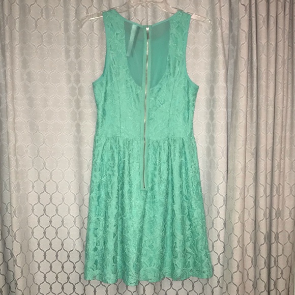 Turquoise Lace Fit’N’Flare Dress - Picture 2 of 2